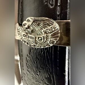 American Pride Black Leather Belt with Eagle Design